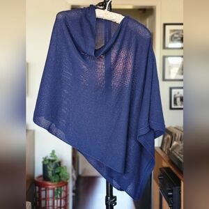 We Are Amma Navy Cocoon Knit Poncho